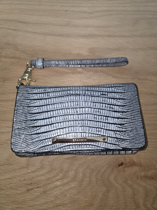 Brahmin Handbags - Brahmin Silver-Gray Embossed Wristlet Clutch